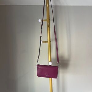 Michael Kors Raspberry Pebbled Crossbody Bag Adjustable Strap Card Slots Logo